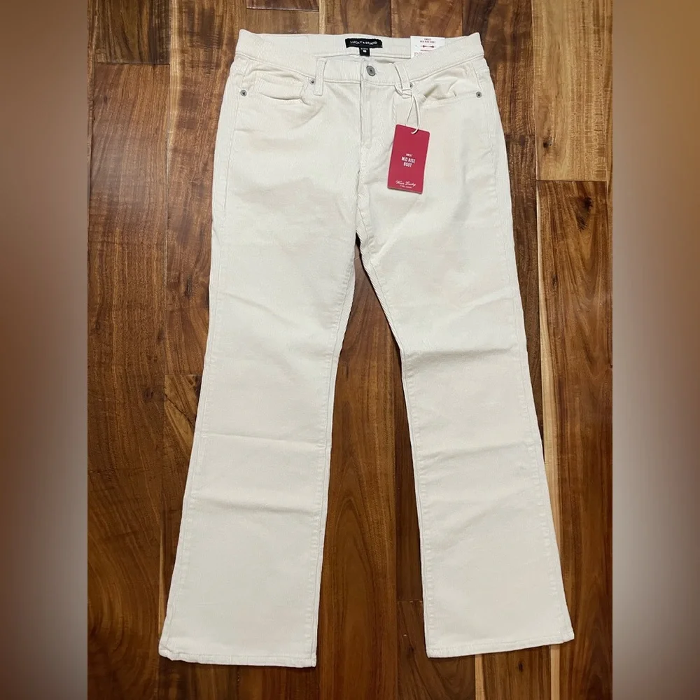 NWT Lucky Brand Mid Rise Corduroy Sweet Boot Pants Cream 8/29 - Picture 4 of 11